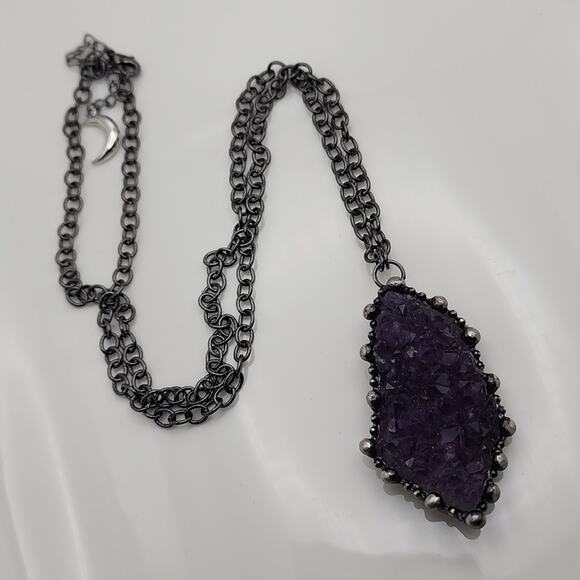 Genuine Amethyst Geode Necklace - Picture 4 of 4